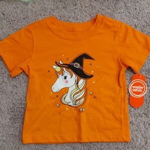 Halloween Bright Orange Unicorn Tee